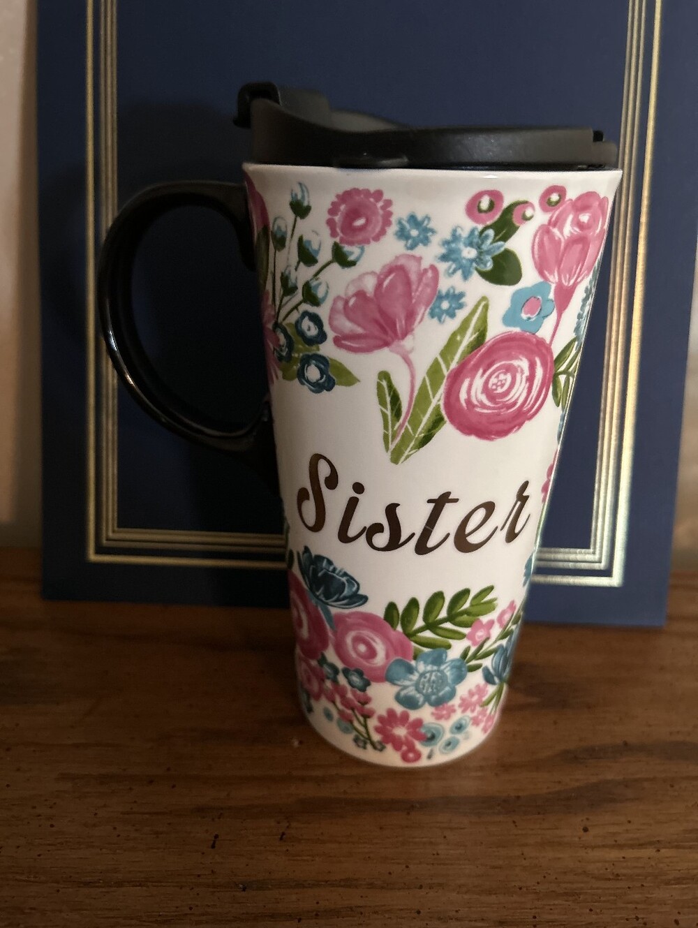 Sister Floral Travel Mug - Pink & Blue *NEW